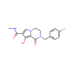 CNC(=O)c1cn2c(c1O)C(=O)N(Cc1ccc(Cl)cc1)CC2 ZINC000102200573