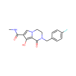 CNC(=O)c1cn2c(c1O)C(=O)N(Cc1ccc(F)cc1)CC2 ZINC000101430849