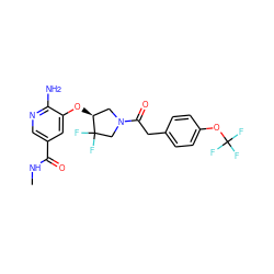 CNC(=O)c1cnc(N)c(O[C@H]2CN(C(=O)Cc3ccc(OC(F)(F)F)cc3)CC2(F)F)c1 ZINC000585091590