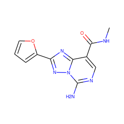 CNC(=O)c1cnc(N)n2nc(-c3ccco3)nc12 ZINC000139159095