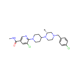 CNC(=O)c1cnc(N2CCC(N3CCN(Cc4ccc(Cl)cc4)C[C@H]3C)CC2)c(Cl)c1 ZINC000066076842