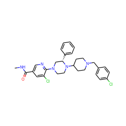 CNC(=O)c1cnc(N2CCN(C3CCN(Cc4ccc(Cl)cc4)CC3)[C@@H](c3ccccc3)C2)c(Cl)c1 ZINC000066080424