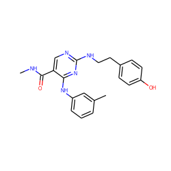 CNC(=O)c1cnc(NCCc2ccc(O)cc2)nc1Nc1cccc(C)c1 ZINC000028639697