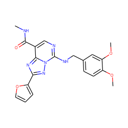 CNC(=O)c1cnc(NCc2ccc(OC)c(OC)c2)n2nc(-c3ccco3)nc12 ZINC000139151188