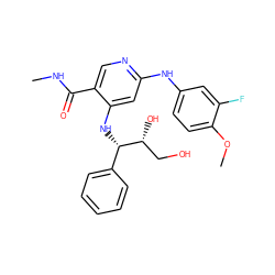 CNC(=O)c1cnc(Nc2ccc(OC)c(F)c2)cc1N[C@@H](c1ccccc1)[C@H](O)CO ZINC001772613036
