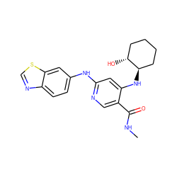 CNC(=O)c1cnc(Nc2ccc3ncsc3c2)cc1N[C@@H]1CCCC[C@H]1O ZINC001772651806
