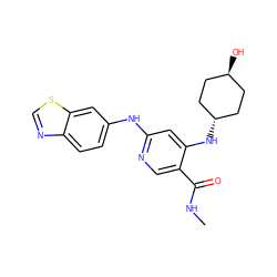 CNC(=O)c1cnc(Nc2ccc3ncsc3c2)cc1N[C@H]1CC[C@H](O)CC1 ZINC001772585870