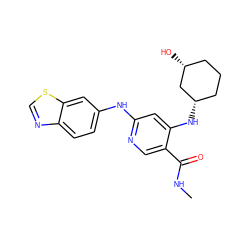 CNC(=O)c1cnc(Nc2ccc3ncsc3c2)cc1N[C@H]1CCC[C@@H](O)C1 ZINC001772627813