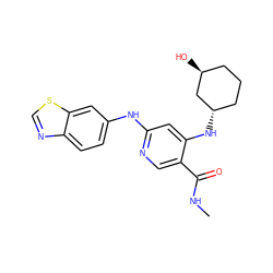 CNC(=O)c1cnc(Nc2ccc3ncsc3c2)cc1N[C@H]1CCC[C@H](O)C1 ZINC001772575046