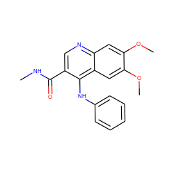 CNC(=O)c1cnc2cc(OC)c(OC)cc2c1Nc1ccccc1 ZINC000653717459