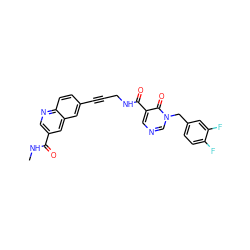 CNC(=O)c1cnc2ccc(C#CCNC(=O)c3cncn(Cc4ccc(F)c(F)c4)c3=O)cc2c1 ZINC000096176327