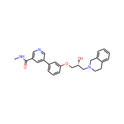 CNC(=O)c1cncc(-c2cccc(OC[C@H](O)CN3CCc4ccccc4C3)c2)c1 ZINC000219739330