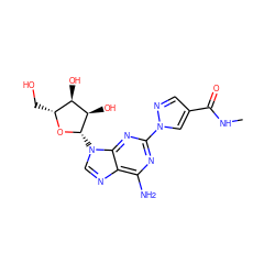 CNC(=O)c1cnn(-c2nc(N)c3ncn([C@@H]4O[C@H](CO)[C@@H](O)[C@H]4O)c3n2)c1 ZINC000013818943