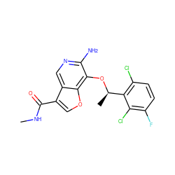 CNC(=O)c1coc2c(O[C@H](C)c3c(Cl)ccc(F)c3Cl)c(N)ncc12 ZINC000096273061