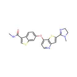 CNC(=O)c1csc2cc(Oc3ccnc4cc(C5=NCCN5C)sc34)ccc12 ZINC000064559387