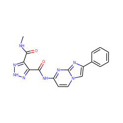 CNC(=O)c1n[nH]nc1C(=O)Nc1ccn2cc(-c3ccccc3)nc2n1 ZINC000095575931