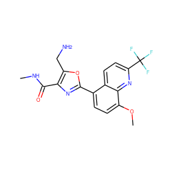 CNC(=O)c1nc(-c2ccc(OC)c3nc(C(F)(F)F)ccc23)oc1CN ZINC000028950219