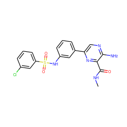 CNC(=O)c1nc(-c2cccc(NS(=O)(=O)c3cccc(Cl)c3)c2)cnc1N ZINC000095577241