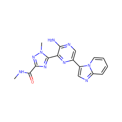 CNC(=O)c1nc(-c2nc(-c3cnc4ccccn34)cnc2N)n(C)n1 ZINC001772632261