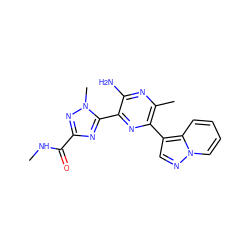 CNC(=O)c1nc(-c2nc(-c3cnn4ccccc34)c(C)nc2N)n(C)n1 ZINC001772632108