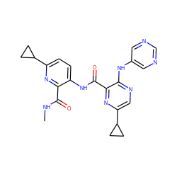 CNC(=O)c1nc(C2CC2)ccc1NC(=O)c1nc(C2CC2)cnc1Nc1cncnc1 ZINC000169701778