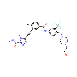 CNC(=O)c1ncc(C#Cc2cc(C(=O)Nc3ccc(CN4CCN(CCO)CC4)c(C(F)(F)F)c3)ccc2C)n1C ZINC000071294545