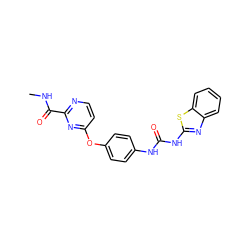 CNC(=O)c1nccc(Oc2ccc(NC(=O)Nc3nc4ccccc4s3)cc2)n1 ZINC000299871586