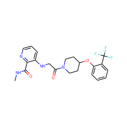 CNC(=O)c1ncccc1NCC(=O)N1CCC(Oc2ccccc2C(F)(F)F)CC1 ZINC000028704853