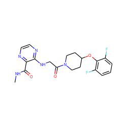 CNC(=O)c1nccnc1NCC(=O)N1CCC(Oc2c(F)cccc2F)CC1 ZINC000028704952