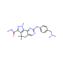 CNC(=O)c1nn(C)c2c1C(C)(C)Cc1cnc(Nc3ccc(CN(C)C)cc3)nc1-2 ZINC000042201287