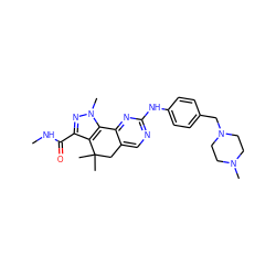 CNC(=O)c1nn(C)c2c1C(C)(C)Cc1cnc(Nc3ccc(CN4CCN(C)CC4)cc3)nc1-2 ZINC000042201289