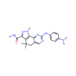 CNC(=O)c1nn(C)c2c1C(C)(C)Cc1cnc(Nc3ccc(N(C)C)cc3)nc1-2 ZINC000053099278