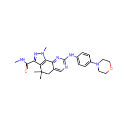 CNC(=O)c1nn(C)c2c1C(C)(C)Cc1cnc(Nc3ccc(N4CCOCC4)cc3)nc1-2 ZINC000042201295