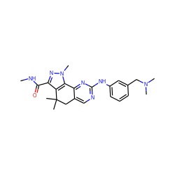 CNC(=O)c1nn(C)c2c1C(C)(C)Cc1cnc(Nc3cccc(CN(C)C)c3)nc1-2 ZINC000042201285