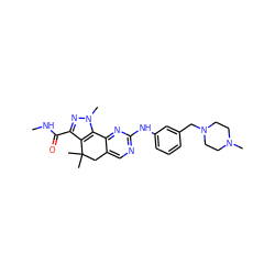 CNC(=O)c1nn(C)c2c1C(C)(C)Cc1cnc(Nc3cccc(CN4CCN(C)CC4)c3)nc1-2 ZINC000042201292