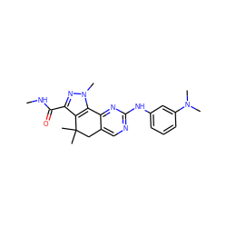 CNC(=O)c1nn(C)c2c1C(C)(C)Cc1cnc(Nc3cccc(N(C)C)c3)nc1-2 ZINC000042201286