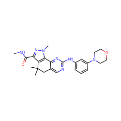 CNC(=O)c1nn(C)c2c1C(C)(C)Cc1cnc(Nc3cccc(N4CCOCC4)c3)nc1-2 ZINC000042201296