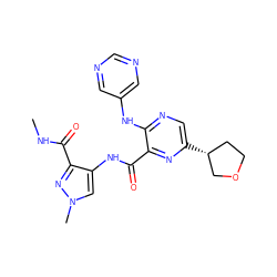 CNC(=O)c1nn(C)cc1NC(=O)c1nc([C@@H]2CCOC2)cnc1Nc1cncnc1 ZINC000148292953