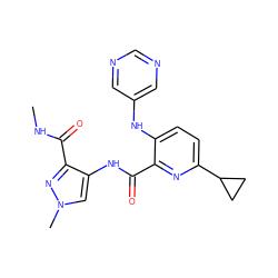 CNC(=O)c1nn(C)cc1NC(=O)c1nc(C2CC2)ccc1Nc1cncnc1 ZINC000169701652