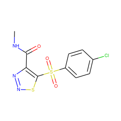 CNC(=O)c1nnsc1S(=O)(=O)c1ccc(Cl)cc1 ZINC000001401300