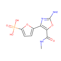 CNC(=O)c1oc(N)nc1-c1ccc(P(=O)(O)O)o1 ZINC000169321402