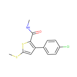 CNC(=O)c1sc(SC)cc1-c1ccc(Cl)cc1 ZINC000004050416