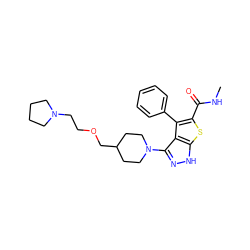 CNC(=O)c1sc2[nH]nc(N3CCC(COCCN4CCCC4)CC3)c2c1-c1ccccc1 ZINC000147558100