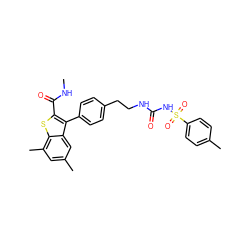 CNC(=O)c1sc2c(C)cc(C)cc2c1-c1ccc(CCNC(=O)NS(=O)(=O)c2ccc(C)cc2)cc1 ZINC000066103435