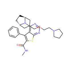 CNC(=O)c1sc2ncnc(N3[C@H]4CC[C@H]3CC(COCCN3CCCC3)C4)c2c1-c1ccccc1 ZINC000146546079