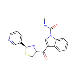 CNC(=O)n1cc(C(=O)[C@@H]2CS[C@@H](c3cccnc3)N2)c2ccccc21 ZINC000013737482