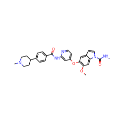 CNC(=O)n1ccc2cc(Oc3ccnc(NC(=O)c4ccc(C5CCN(C)CC5)cc4)c3)c(OC)cc21 ZINC000169711549