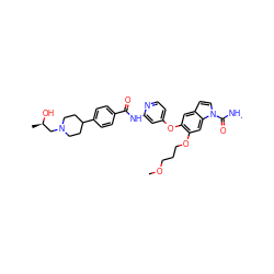 CNC(=O)n1ccc2cc(Oc3ccnc(NC(=O)c4ccc(C5CCN(C[C@@H](C)O)CC5)cc4)c3)c(OCCCOC)cc21 ZINC000169711615