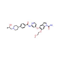 CNC(=O)n1ccc2cc(Oc3ccnc(NC(=O)c4ccc(C5CCN(C[C@@H](C)O)CC5)cc4)c3)c(OCCOC)cc21 ZINC000169711582