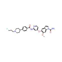 CNC(=O)n1ccc2cc(Oc3ccnc(NC(=O)c4ccc(C5CCN(CCCF)CC5)cc4)c3)c(OC)cc21 ZINC000169711492